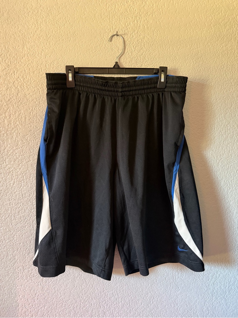 Nike Black Men's Athletic Shorts with Blue & White Panels